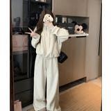 ベージュ | スタンドカラー長袖トップス+ワイドパンツ | Ulysses