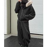 ダークグレー | フード付きダブルジップ長袖ジャケット+ワイドパンツ | Ulysses