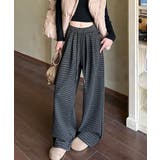 ブラック | ポケットチェック柄ワイドパンツ | Ulysses