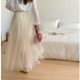 ハイウエストひもがある無地チュールロングスカート | Ulysses | 詳細画像1 