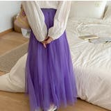 ハイウエストひもがある無地チュールロングスカート | Ulysses | 詳細画像9 