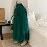 ハイウエストひもがある無地チュールロングスカート | Ulysses | 詳細画像15 