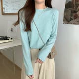 ライトグリーン | クルーネック無地長袖ニットトップス | Ulysses