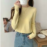 イエロー | クルーネック無地長袖ニットトップス | Ulysses