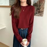 レッド | クルーネック無地長袖ニットトップス | Ulysses