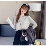 ライトグレー | クルーネック無地長袖ニットトップス | Ulysses