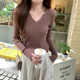 Vネック無地長袖ニットトップス | Ulysses | 詳細画像3