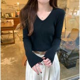 Vネック無地長袖ニットトップス | Ulysses | 詳細画像4