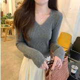 Vネック無地長袖ニットトップス | Ulysses | 詳細画像5