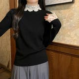 Vネックレース付き無地ニットトップス | Ulysses | 詳細画像7