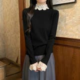 Vネックレース付き無地ニットトップス | Ulysses | 詳細画像8
