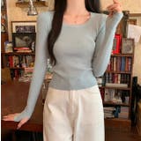 スクエアネックライン無地長袖ニットトップス | Ulysses | 詳細画像4 