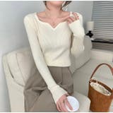 ベージュ | Vネック無地ニットトップス | Ulysses