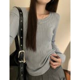 グレー | シンプルクルーネック無地ニットトップス | Ulysses