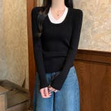 クルーネック配色長袖ニットトップス | Ulysses | 詳細画像4