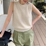クルーネック袖なし無地薄手ニットベスト | Ulysses | 詳細画像1 