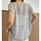 シンプルクルーネック半袖無地透かし編みニットトップス | Ulysses | 詳細画像4 