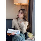 ベージュ | ハーフネック無地長袖ニットトップス | Ulysses