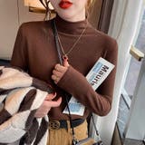 ブラウン | ハーフネック無地長袖ニットトップス | Ulysses