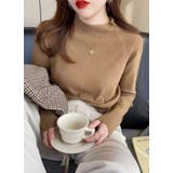 モカ | ハーフネック無地長袖ニットトップス | Ulysses