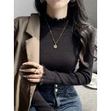 ブラック | ハイネックチュール付き無地ニットトップス | Ulysses