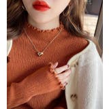 オレンジ | デザインハーフネック無地ニットトップス | Ulysses