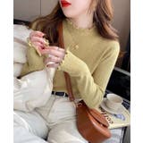 イエロー | デザインハーフネック無地ニットトップス | Ulysses