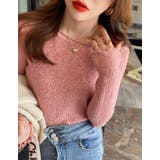 ピンク | デザインクルーネック無地トップス | Ulysses