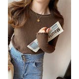 ブラウン | デザインクルーネック無地トップス | Ulysses