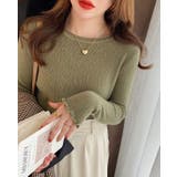 グリーン | デザインクルーネック無地トップス | Ulysses