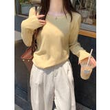 クルーネック無地長袖ニットトップス | Ulysses | 詳細画像1 