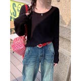 ブラック | クルーネック無地長袖ニットトップス | Ulysses