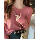 ダークピンク | クルーネック無地長袖ニットトップス | Ulysses