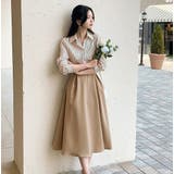 ベージュ | Vネック配色シャツワンピース | Ulysses