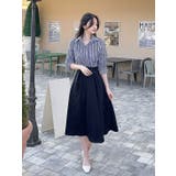 ブルー | Vネック配色シャツワンピース | Ulysses