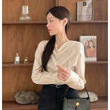 イレギュラーネックボタン付き無地トップス | Ulysses | 詳細画像1 