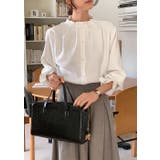 ホワイト | ハーフネックシングルブレストフレア袖無地トップス | Ulysses