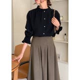 ハーフネックシングルブレストフレア袖無地トップス | Ulysses | 詳細画像4