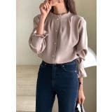 ライトパープル | ハーフネックシングルブレストフレア袖無地トップス | Ulysses