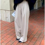 ベージュ | ハイウエストポケット付き無地ワイドスラックス | Ulysses