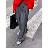 グレー | ハイウエストポケット付き無地ワイドスラックス | Ulysses