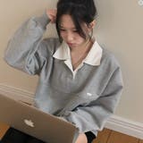 襟付き配色長袖トレーナー | Ulysses | 詳細画像1