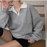 グレー | 襟付き配色長袖トレーナー | Ulysses