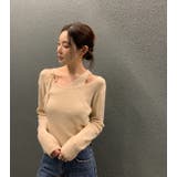 レイヤード風リボン無地ニットトップス | Ulysses | 詳細画像4