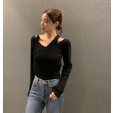 レイヤード風リボン無地ニットトップス | Ulysses | 詳細画像5