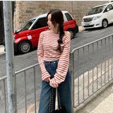 レッド | ボートネックオフショルボーダー配色トップス | Ulysses