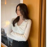 デザインVネック無地ニットトップス | Ulysses | 詳細画像1 