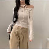 ボートネックオフショルリボン無地トップス | Ulysses | 詳細画像1 