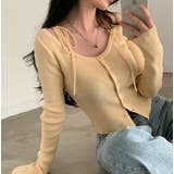 クルーネックリボンタイシングルブレスト無地ニットトップス | Ulysses | 詳細画像1 