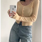 クルーネックリボンタイシングルブレスト無地ニットトップス | Ulysses | 詳細画像2 